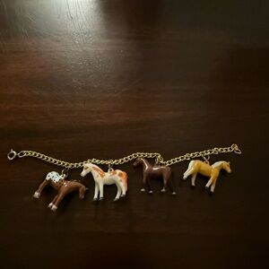 Horse Charm Bracelet with Gold Chain